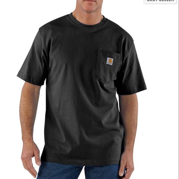 NWT Carhartt Mens XL Loose Fit Heavyweight Short-Sleeve Pocket T-Shirt in Black - Picture 1 of 8